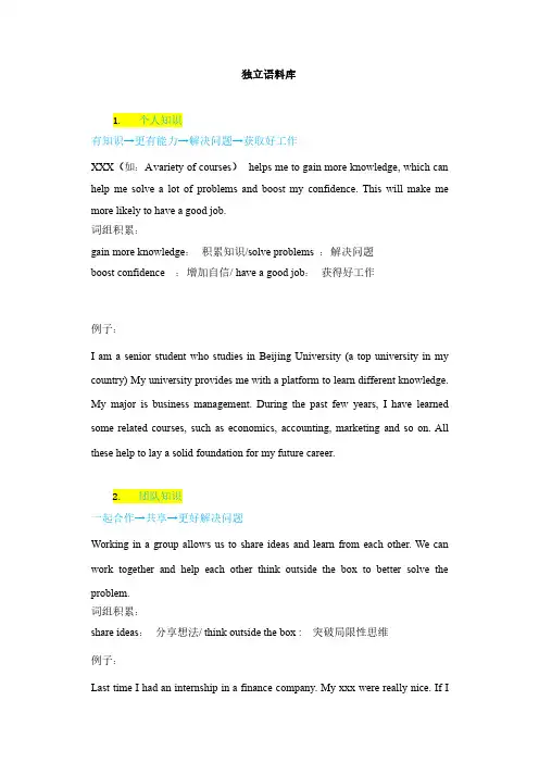 托福task1独立口语语料库