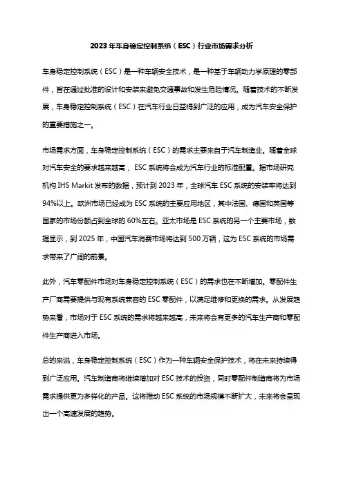 2023年车身稳定控制系统(ESC)行业市场需求分析