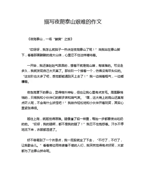 描写夜爬泰山艰难的作文