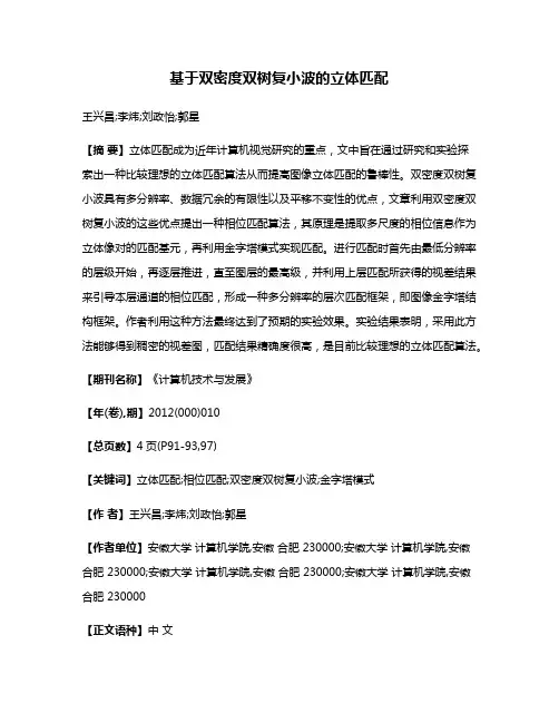 基于双密度双树复小波的立体匹配