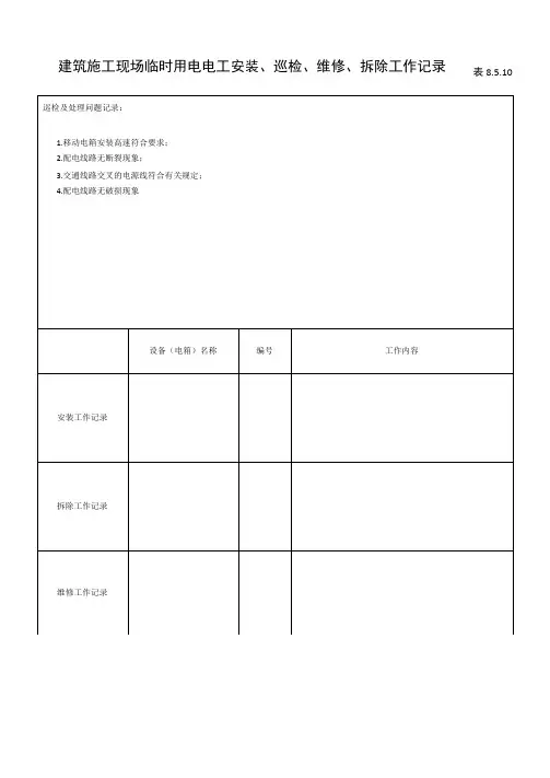 电工巡查记录表