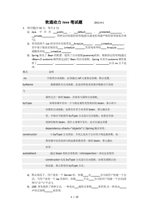软通动力Java笔试题