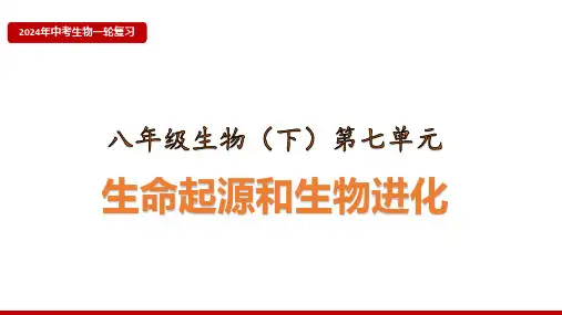 2024年生物中考一轮复习人教版+生命起源和生物进化复习课件