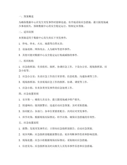 数据中心应急处置预案模板