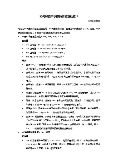 如何解读甲状腺的实验室检查
