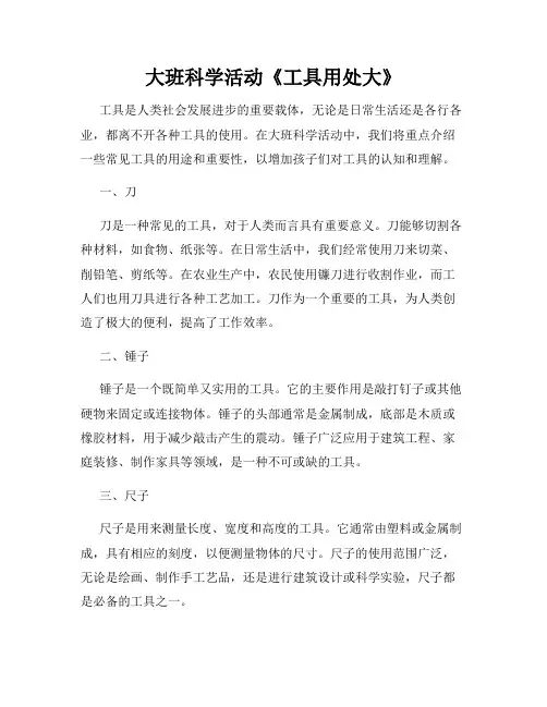 大班科学活动《工具用处大》