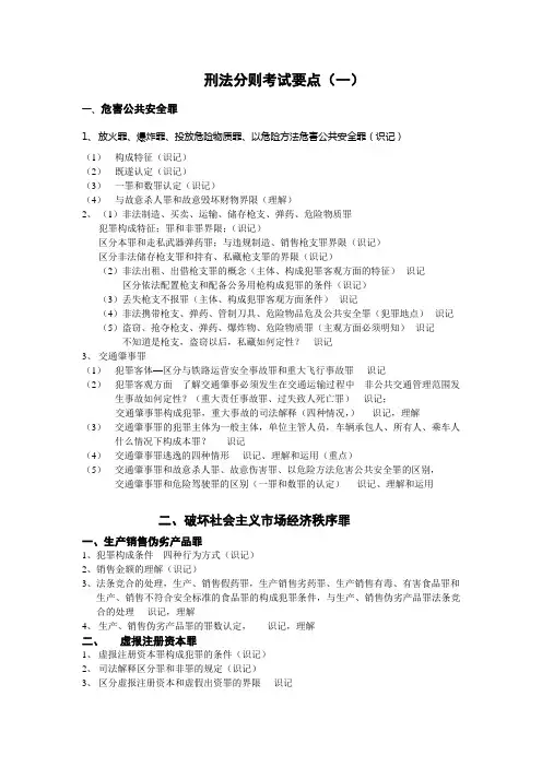 刑法分则考试要点(一)