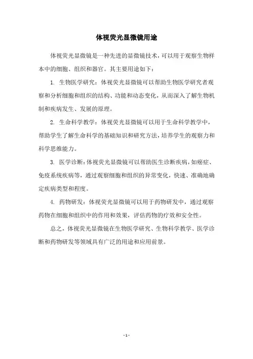 体视荧光显微镜用途
