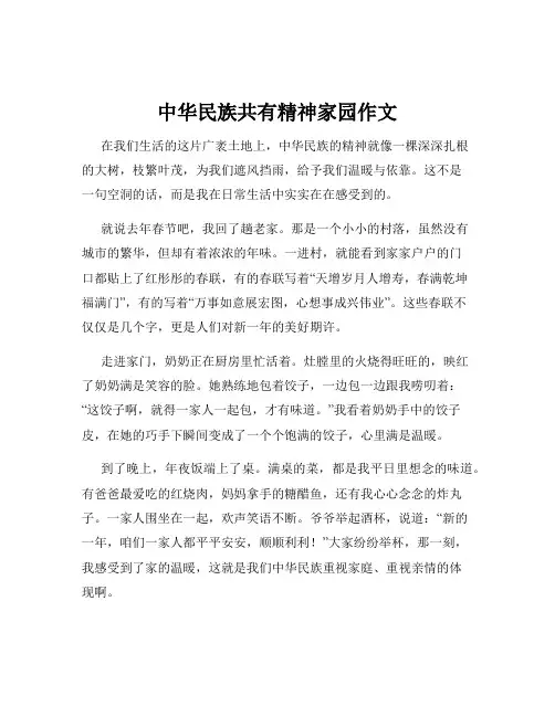 中华民族共有精神家园作文
