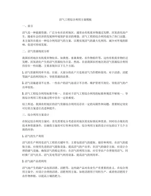 沼气工程综合利用方案模板