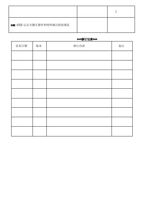 CCC认证关键元器件和材料确认检验要求