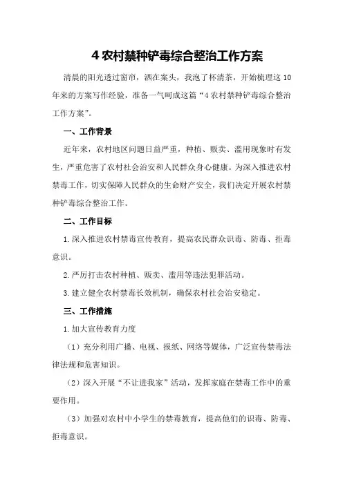 农村禁种铲毒综合整治工作方案