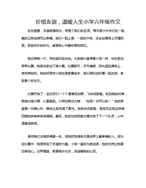 珍惜友谊,温暖人生小学六年级作文