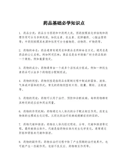 药品基础必学知识点