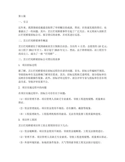 芷江烂尾桥梁招标公司(3篇)