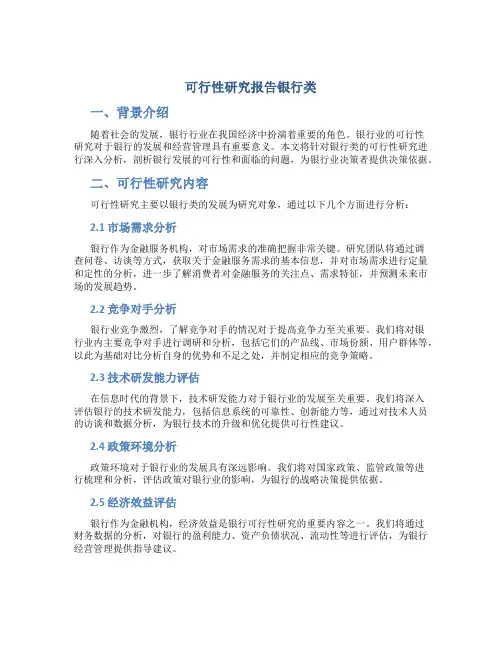 可行性研究报告银行类