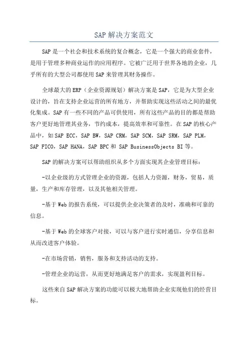 SAP解决方案范文