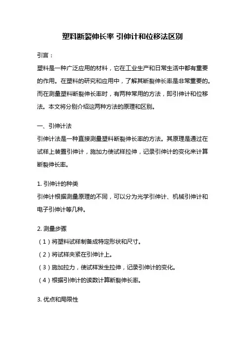 塑料断裂伸长率 引伸计和位移法区别
