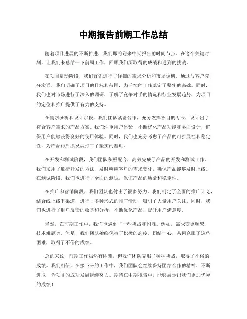 中期报告前期工作总结