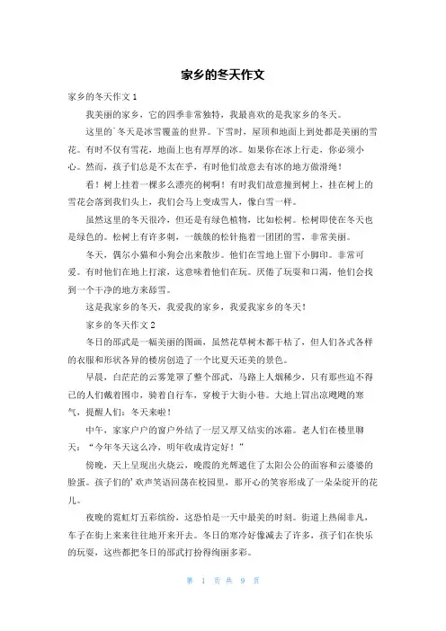 家乡的冬天作文