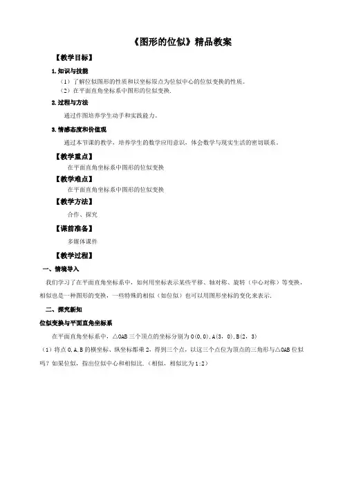 北师大版九年级数学上册《图形的位似(第2课时)》精品教案
