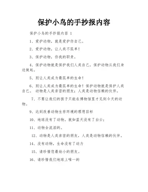 保护小鸟的手抄报内容