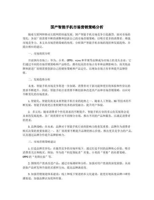 国产智能手机市场营销策略分析