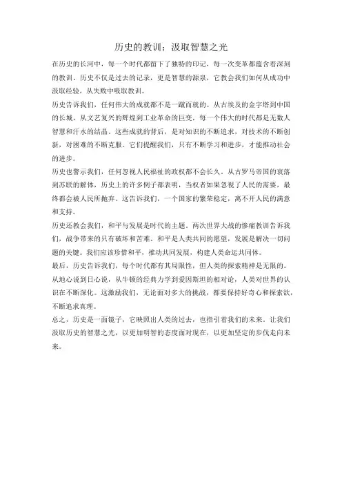 历史的教训：汲取智慧之光