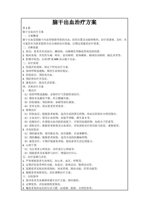 脑干出血治疗方案