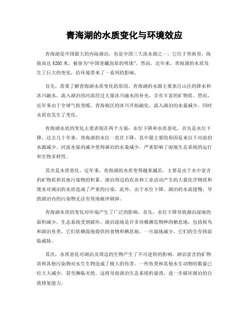 青海湖的水质变化与环境效应