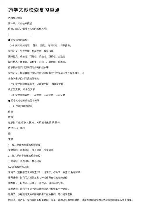药学文献检索复习重点