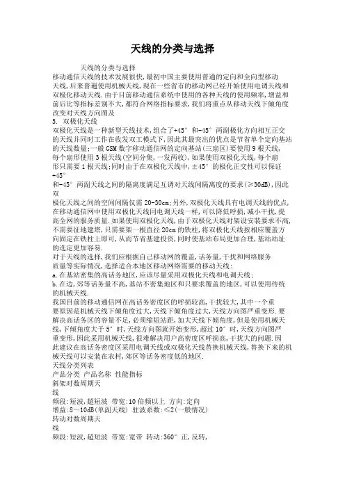 天线的分类与选择概要