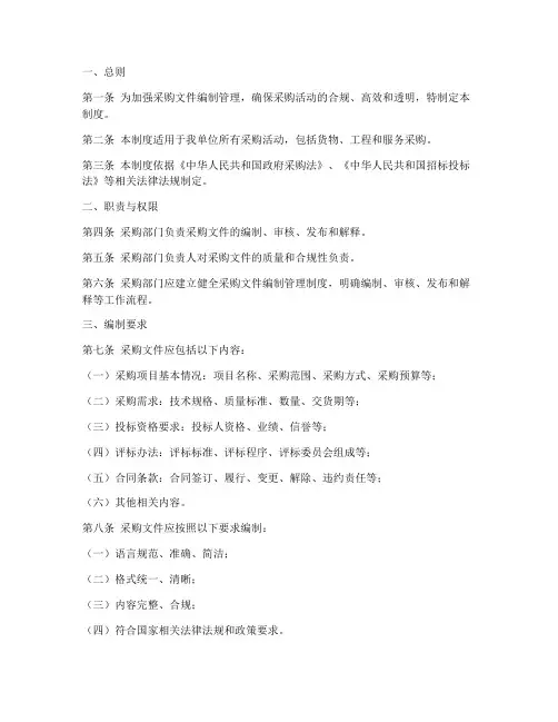 采购文件编制管理制度模板