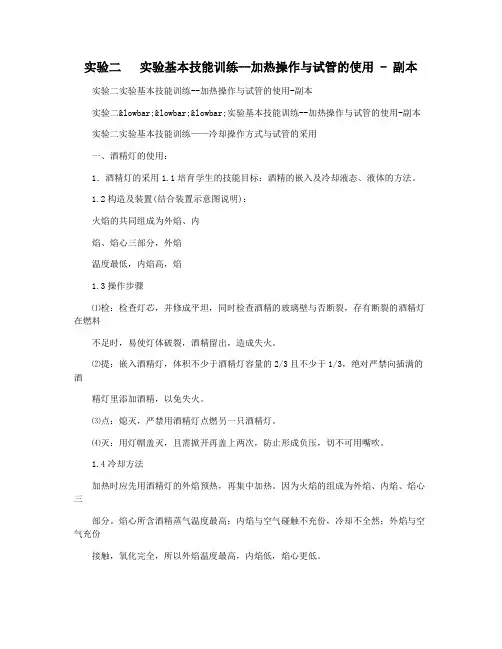 实验二   实验基本技能训练--加热操作与试管的使用 - 副本