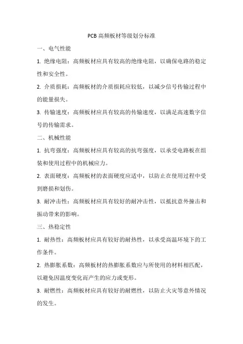pcb高频板材等级划分标准