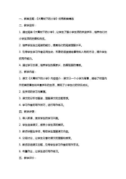《大青树下的小学》优秀教案精选
