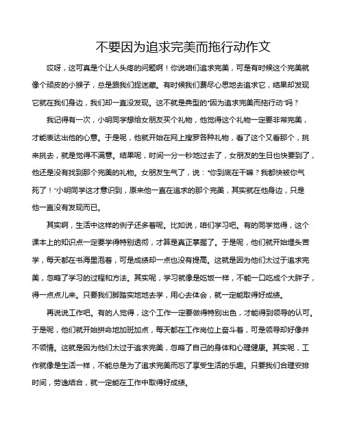 不要因为追求完美而拖行动作文