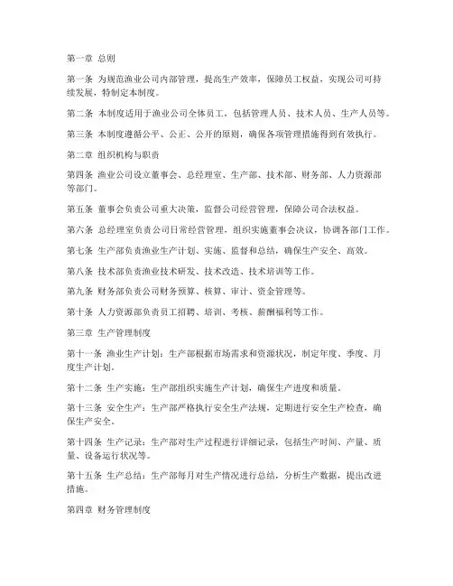 渔业公司管理制度模板