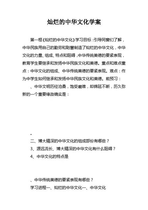 灿烂的中华文化学案