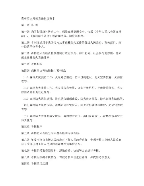 森林防火考核责任制度范本