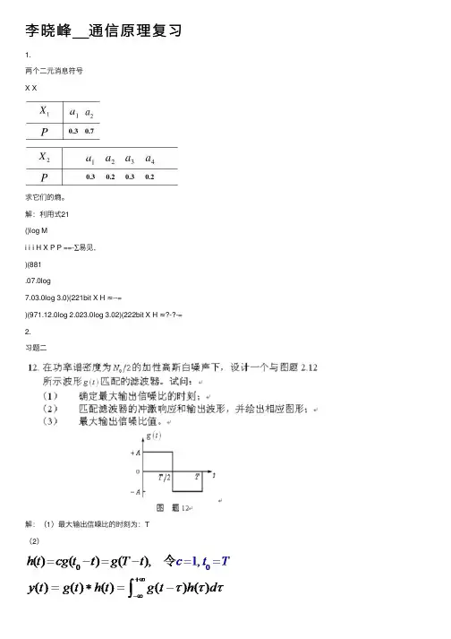 李晓峰__通信原理复习