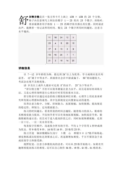 舒尔特专注力训练法说明