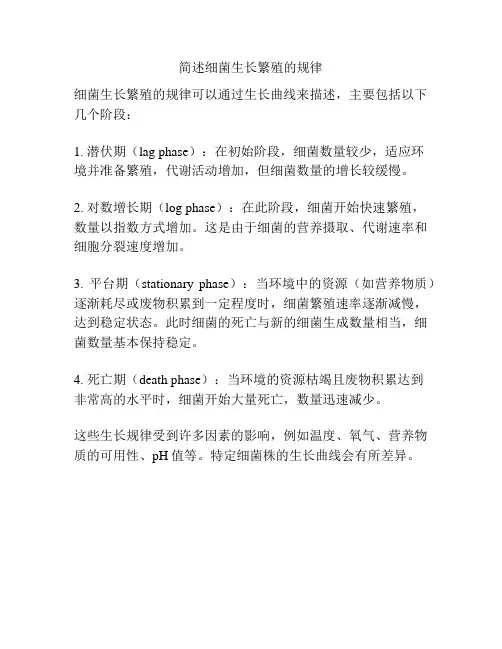 简述细菌生长繁殖的规律