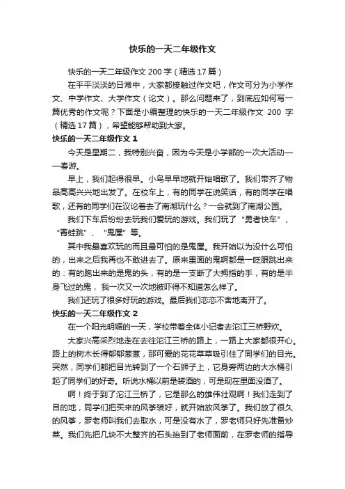 快乐的一天二年级作文