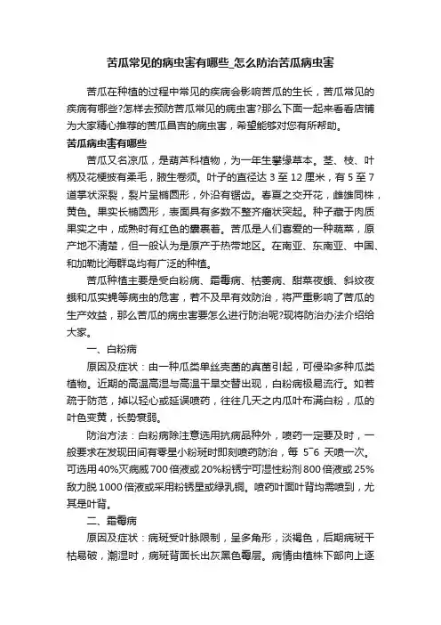 苦瓜常见的病虫害有哪些_怎么防治苦瓜病虫害