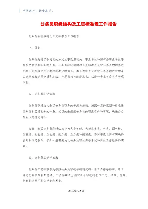 公务员职级结构及工资标准表工作报告
