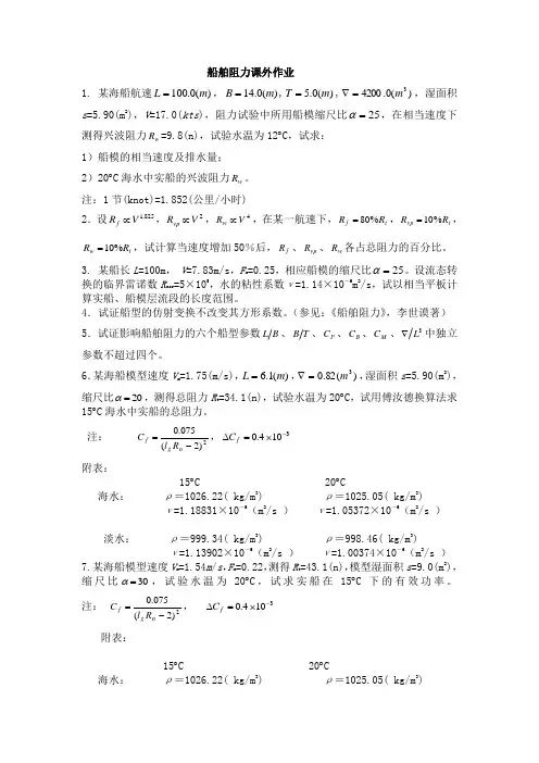 船舶阻力课外作业 (1)