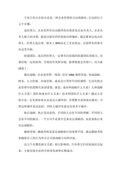 宁高宁管理笔记—五步组合论