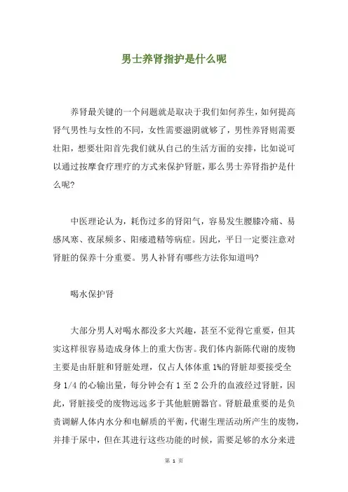 男士养肾指护是什么呢