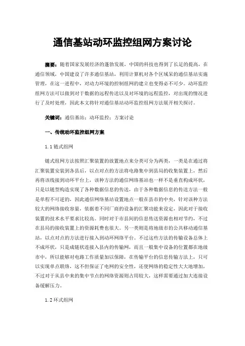 通信基站动环监控组网方案讨论